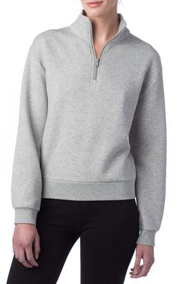 Alternative Quarter Zip Fleece Sweatshirt in Heather Grey