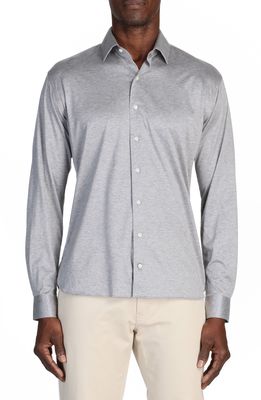 Alton Lane The Zoom Cotton Button-Up Shirt in Heathered Gray