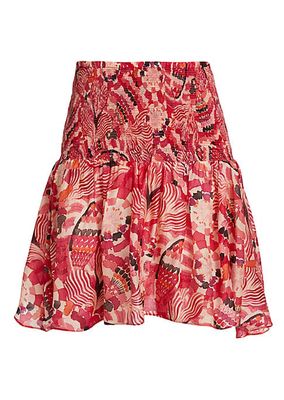 Alton Smocked-Waist Mini Skirt