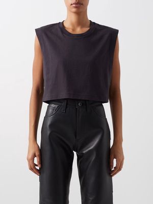 Altu - Cropped Sleeveless Cotton-jersey T-shirt - Womens - Black