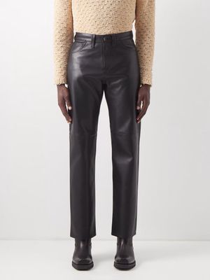 Altu - Hammer-loop Leather Trousers - Mens - Black
