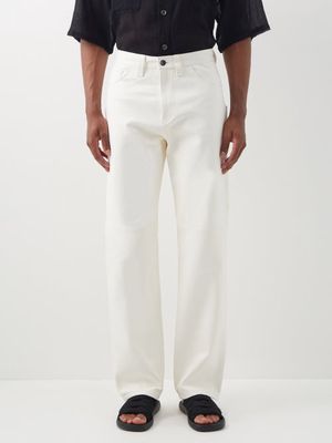 Altu - Leather Straight-leg Trousers - Mens - White