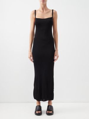 Altu - Square-neck Jersey Slip Dress - Womens - Black