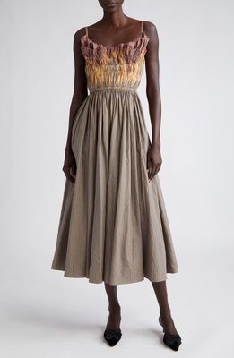 Altuzarra Brigitte Dip Dyed Ruffle Cotton Dress in Fieldstone Dip Dye