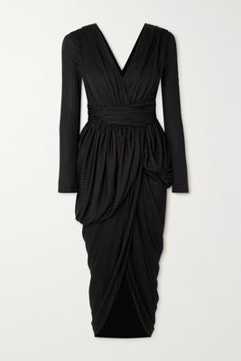Altuzarra - Canna Draped Wrap-effect Ribbed-knit Dress - Black