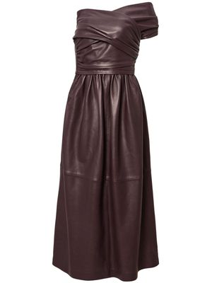 Altuzarra Corfu off-shoulder leather dress - Purple