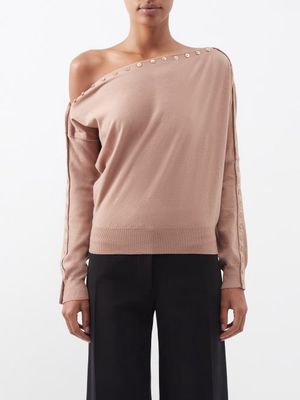 Altuzarra - Cragen Off-the-shoulder Wool-blend Sweater - Womens - Light Brown