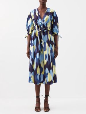 Altuzarra - Donrine Siren-print Cotton-blend Dress - Womens - Blue Multi