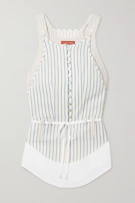 Altuzarra - Florian Belted Striped Cotton And Linen-blend Top - White