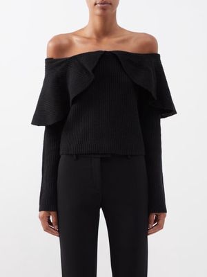 Altuzarra - Hasla Off-the-shoulder Wool-blend Sweater - Womens - Black