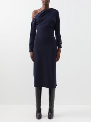 Altuzarra - Jeevika Off-the-shoulder Wool-blend Dress - Womens - Navy