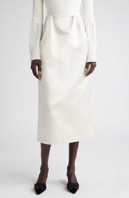 Altuzarra Karina Gathered Satin Midi Skirt in Ivory
