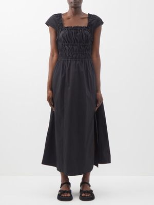 Altuzarra - Lily Smocked-bodice Cotton Dress - Womens - Black