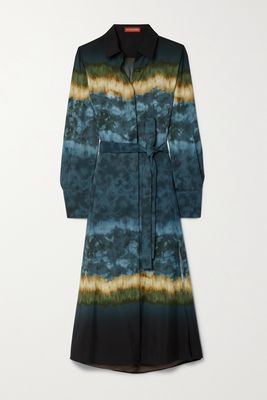 Altuzarra - Lucie Tie-dyed Silk Crepe De Chine Midi Shirt Dress - Blue