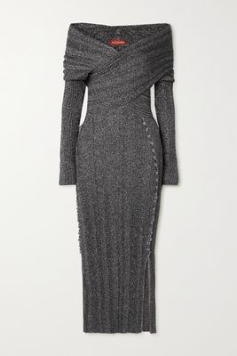 Altuzarra - Mattie Off-the-shoulder Metallic Stretch-knit Midi Dress - Silver
