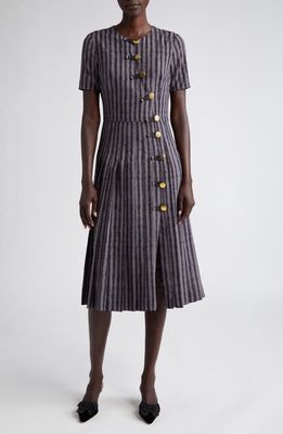 Altuzarra Myrtle Stripe Crepe Midi Dress in Truffle