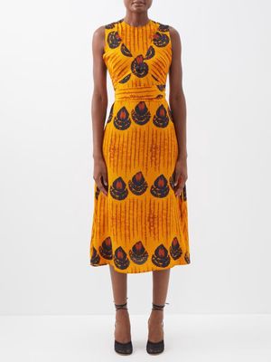 Altuzarra - Nuanda Printed Silk-crepe Midi Dress - Womens - Orange Multi