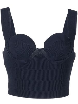 Altuzarra Nyneve ribbed-knit cropped top - Blue