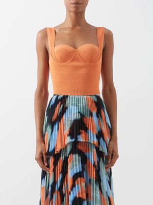 Altuzarra - Nyneve Sweetheart-neck Stretch-knit Cropped Top - Womens - Orange