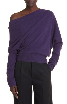 Altuzarra Paxi One-Shoulder Cashmere Sweater in Deep Amethyst