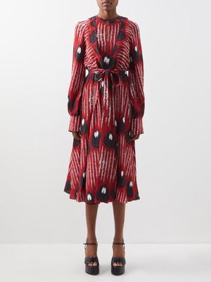 Altuzarra - Peirene Shibori-dyed Silk Midi Dress - Womens - Red Multi