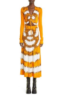 Altuzarra Rilia Shibori Tie Dye Cutout Long Sleeve Midi Dress in Marmalade Shibori