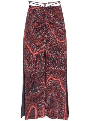 Altuzarra Safia printed silk midi skirt - Red