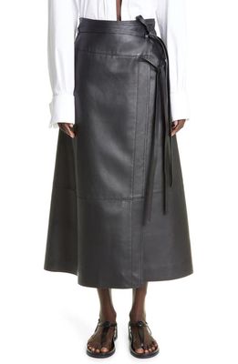 Altuzarra Scobie Leather Wrap Midi Skirt in 000001 Black