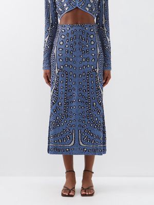 Altuzarra - Snell Jacquard-knit Midi Skirt - Womens - Blue Multi