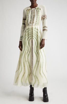 Altuzarra Sybbeline Vine Print Silk Georgette Dress in 281102 Ivory Botanical