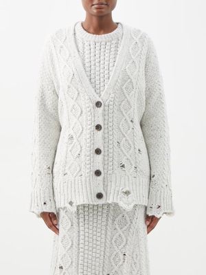 Altuzarra - Taabu Distressed Wool-blend Cardigan - Womens - Ivory