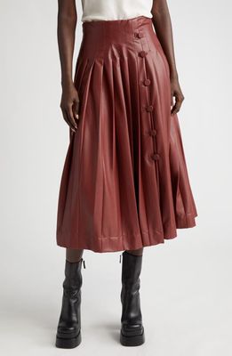 Altuzarra Tullius Pleated Faux Leather A-Line Skirt in 000622 Currant
