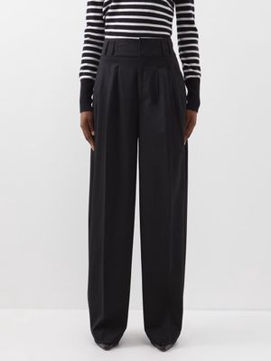 Altuzarra - Tyr High-rise Wool-blend Wide-leg Trousers - Womens - Black