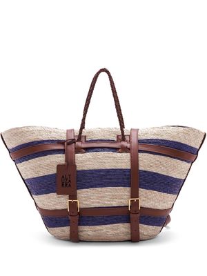 Altuzarra Watermill striped straw backpack - NATURAL/NAVY