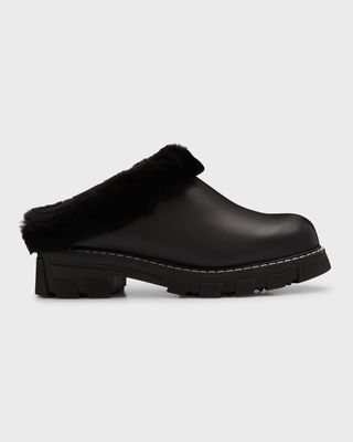 Always Leather Shearling Lug-Sole Mules