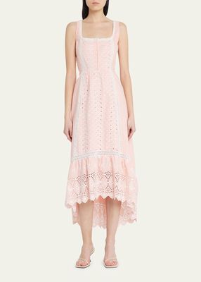 Alwyn Cutwork Embroidered Lace High-Low Dress