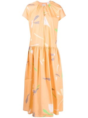Alysi abstract-print cotton dress - Orange