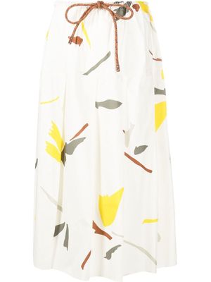 Alysi abstract-print pleated midi skirt - Neutrals
