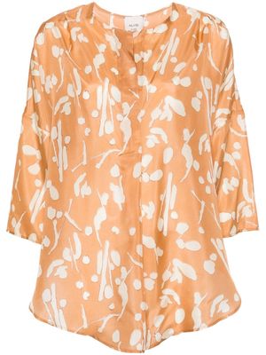 Alysi abstract-print silk blouse - Brown