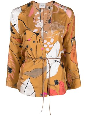 Alysi abstract-print silk jacket - Brown