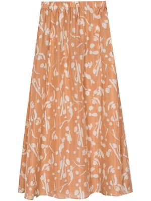 Alysi abstract-print silk maxi skirt - Orange