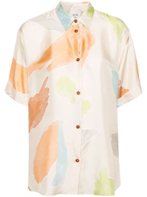 Alysi abstract-print silk shirt - Neutrals