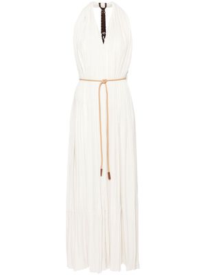 Alysi belted pleated maxi dress - Neutrals