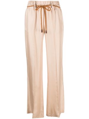Alysi belted silk palazzo pants - Neutrals