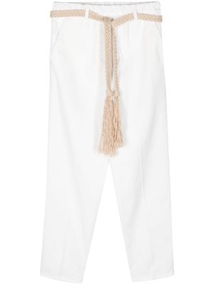 Alysi braided-belt twill trousers - White