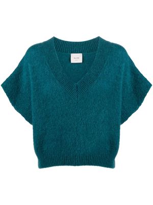 Alysi brushed mohair-blend knitted T-shirt - Blue