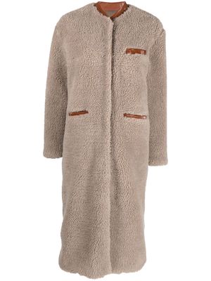 Alysi brushed virgin wool coat - Neutrals