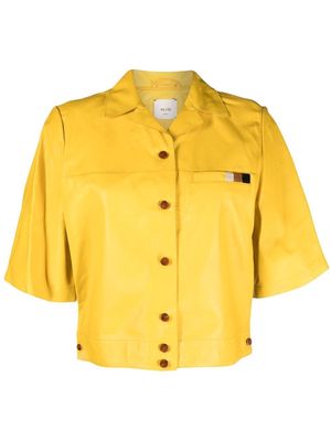 Alysi camp-collar leather shirt - Yellow
