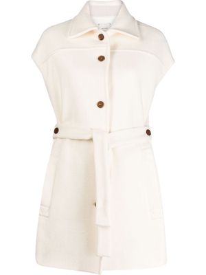 ALYSI cap-sleeve belted coat - White