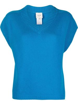 Alysi cap-sleeve merino-cashmere jumper - Blue